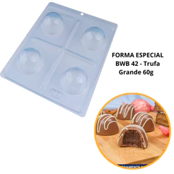 Forma BWB Com Silicone (3 partes) Para Chocolate Cód. 42- Trufa Grande 60g, Trufas, Bombons (CHOCO)