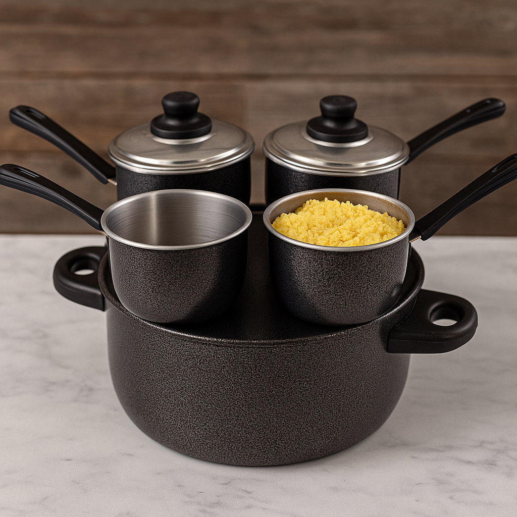 Cuscuzeiro Nordestino Porção 4 em 1 Para Quatro Pessoas em Alumínio  Cuscuzeira Drone 4 Porções