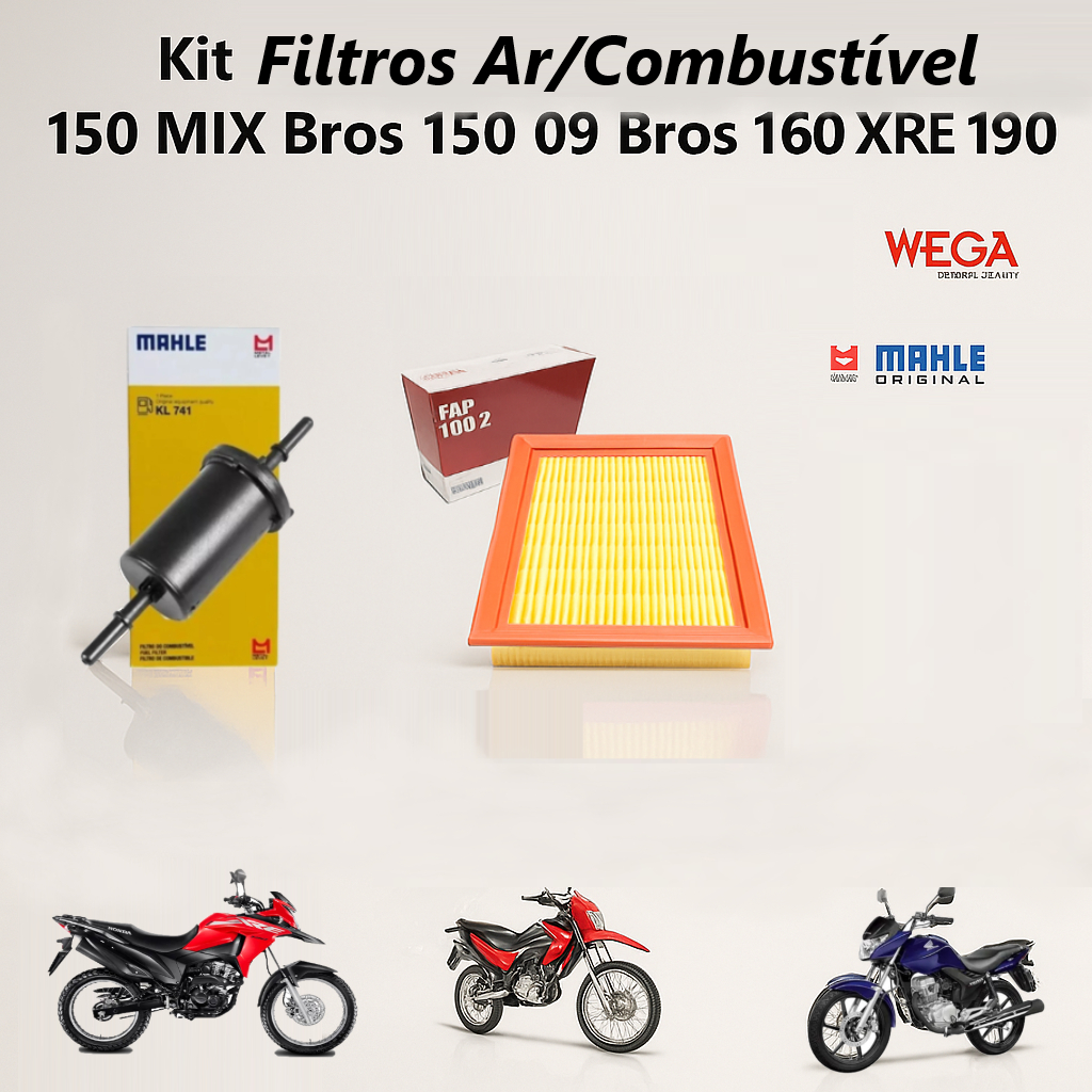 Kit Filtro Ar Elemento Modelo Original Honda ou Combustível Flex ML Titan Fan 150 160 Xre 190 Bros