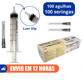 Seringa Bico Encaixe Luer Slip 5ml Com Agulha 25x0,7mm 100un Descarpack em Oferta na Shopee