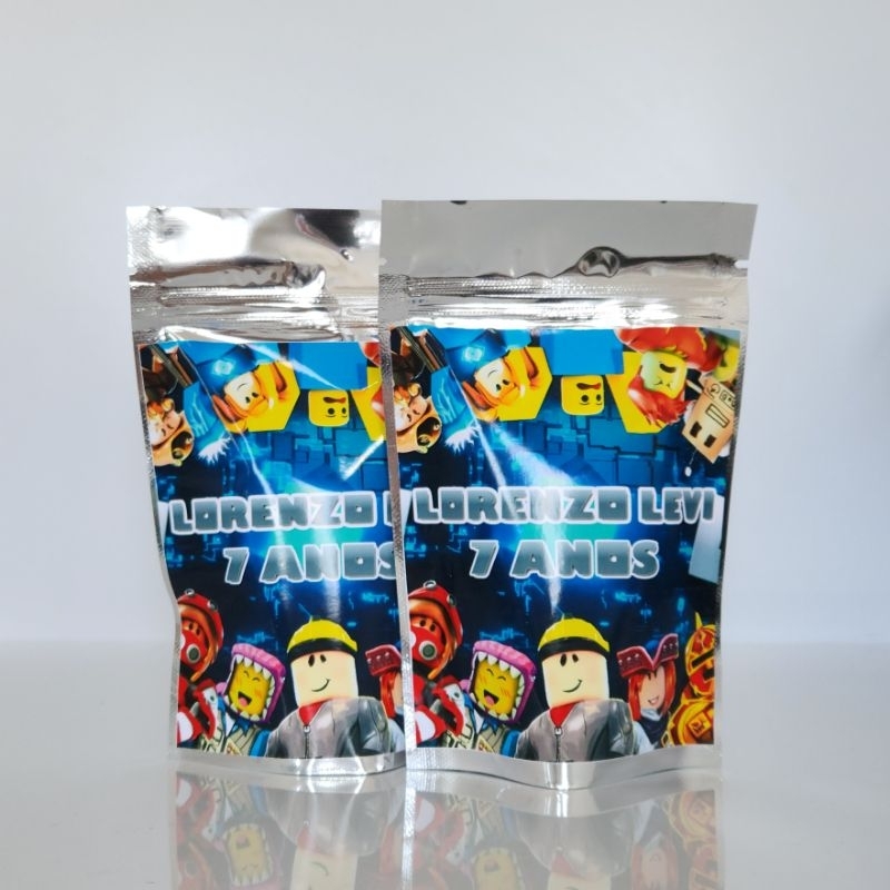 SAQUINHO METALIZADO ROBLOX LEMBRANCINHA PERSONALIZADA PARA FESTA INFANTIL ANIVERSÁRIO DE MENINO OU MENINA em Oferta na Shopee