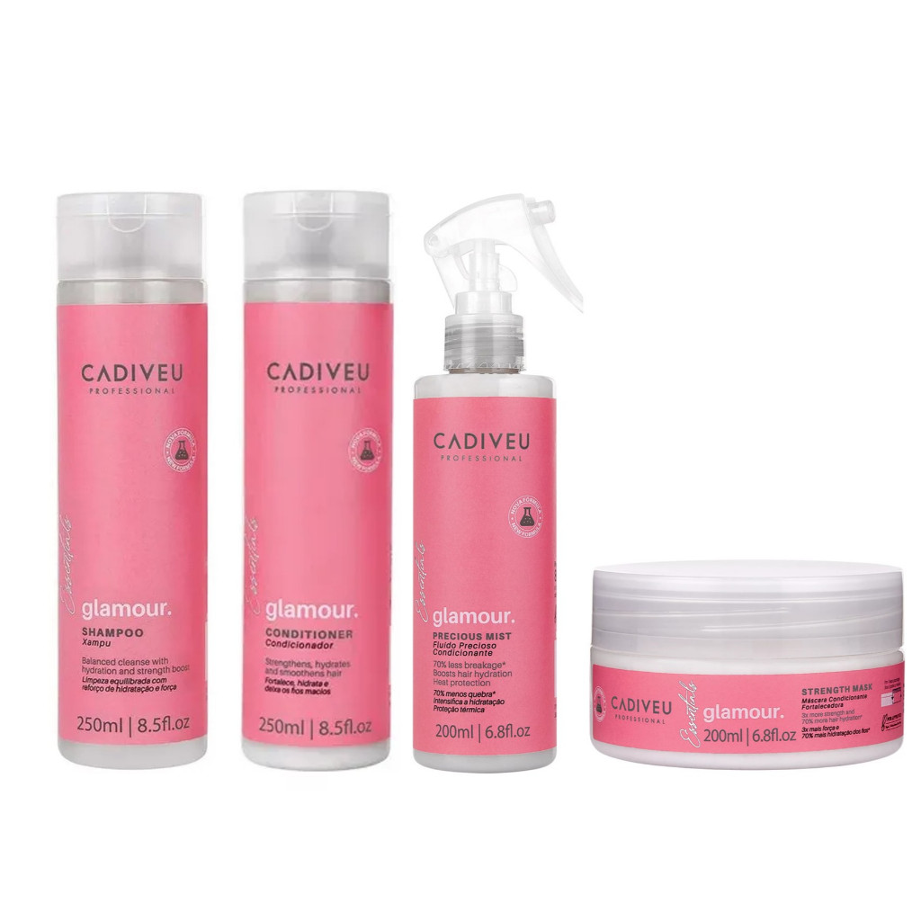 Cadiveu KIT Glamour Shampoo e Condicionador 250ml + Fluído 200ml + Máscara 200ml
