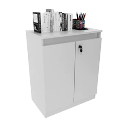 Balcão para Escritório Com Chave Home Office 2 Portas Branco - Tecnomobili