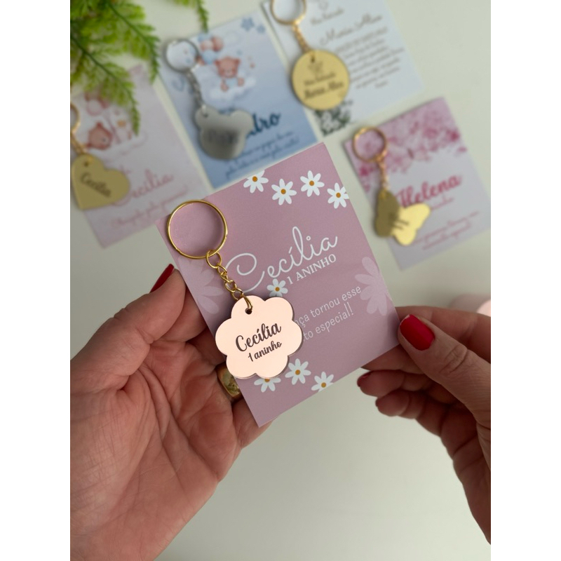 lembrancinhas chaveiro em acrílico espelhado personalizado