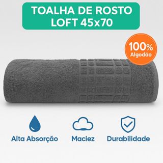 Toalha Rosto Algodão Loft 45×70 cm Chumbo 400 g/m² Toque Macio em Oferta na Shopee