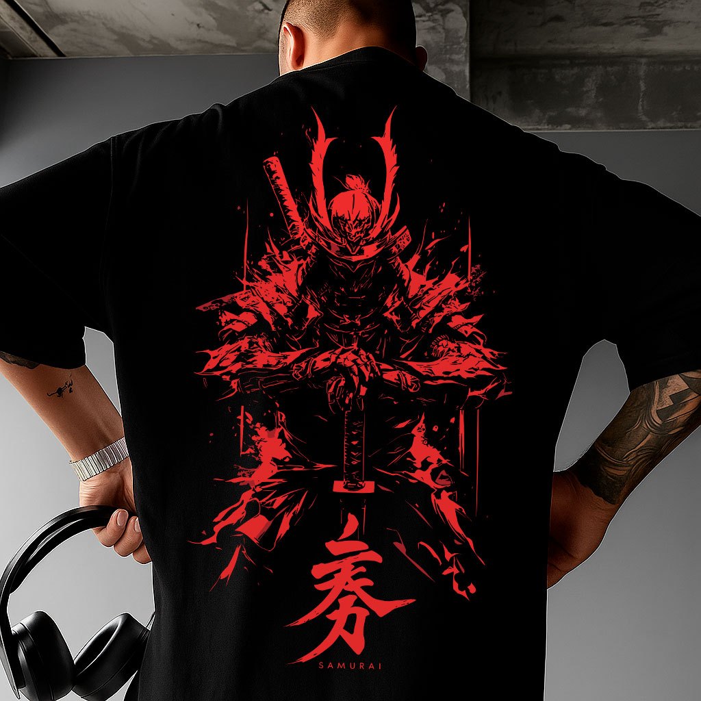 Camiseta Oversized Streetwear Samurai 100% Algodão Unissex Feminino Masculino em Oferta na Shopee