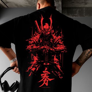 Camiseta Oversized Streetwear Samurai 100% Algodão Unissex Feminino Masculino em Oferta na Shopee