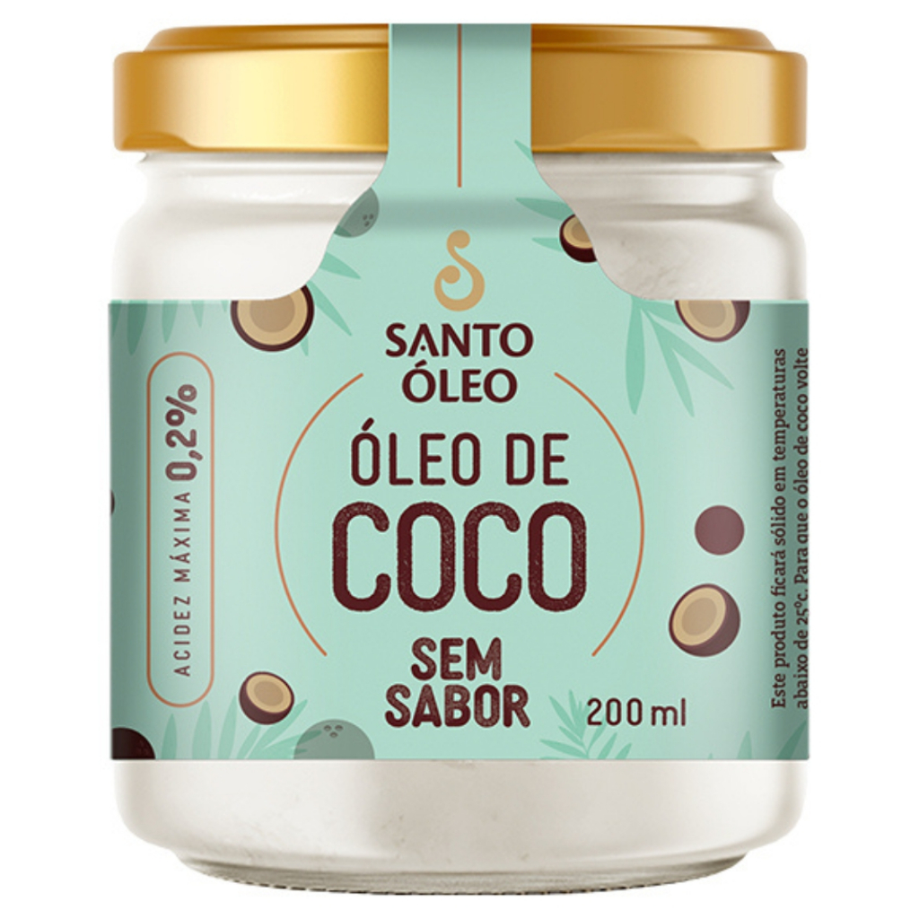 Óleo de Coco Sem Sabor 200ml Uso Culinário e Fitness - Santo Óleo