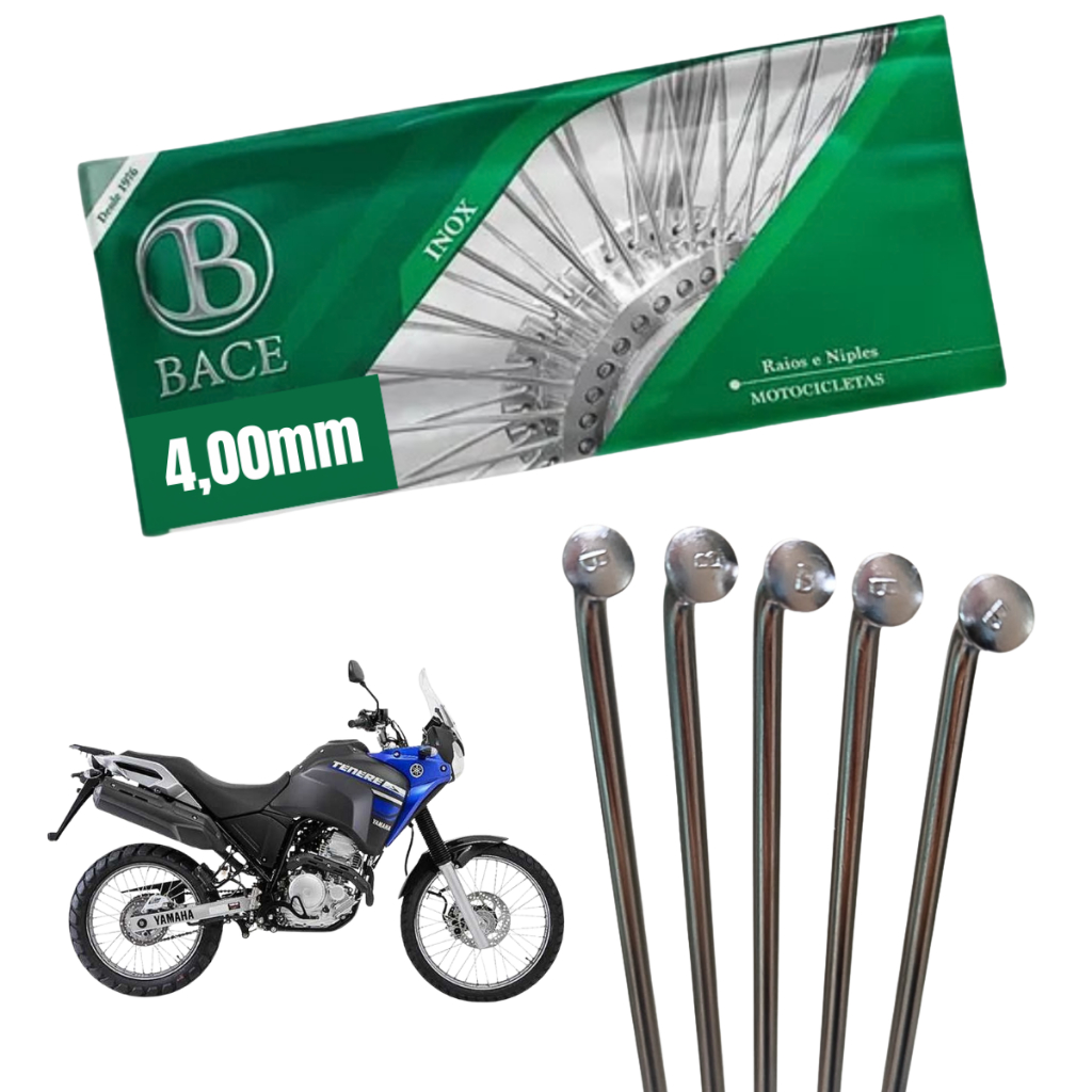 Jogo Kit Raio Bace 4,0mm Tenere Lander 250 Aço Inox Dianteiro E Traseiro