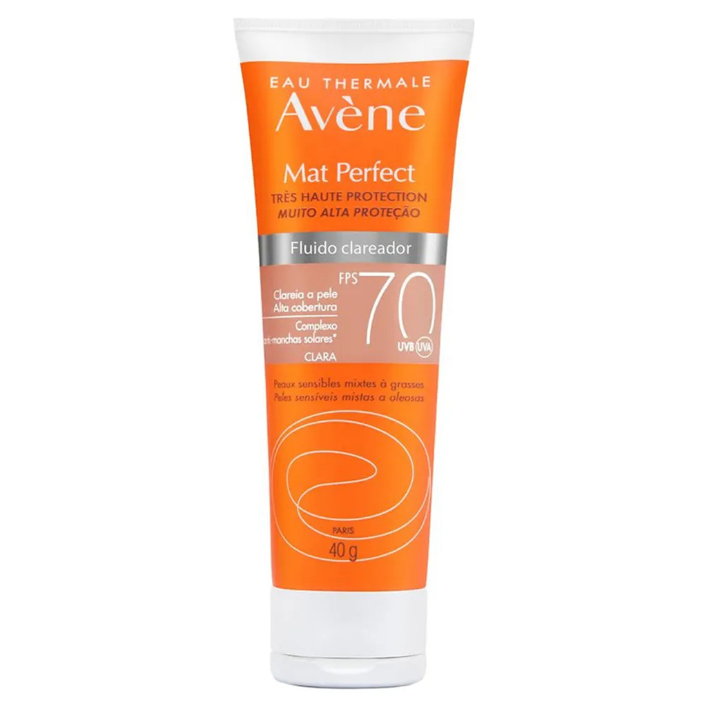 Protetor Solar Facial Avène Mat Perfect Fluido Clareador FPS70 Cor Clara Com 40g