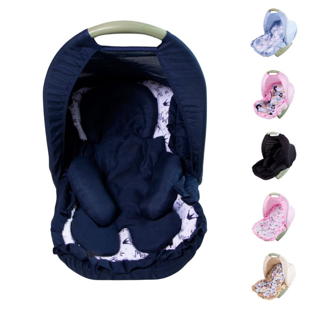 Kit Capa de Bebê Conforto + Apoio Redutor + Capuz Bebê Menina Menino 03 Peças