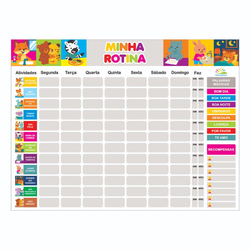 Quadro De Rotina Infantil Atividade Para Incentivo Quadro de Recompensa Disciplina 30x40 Madeira