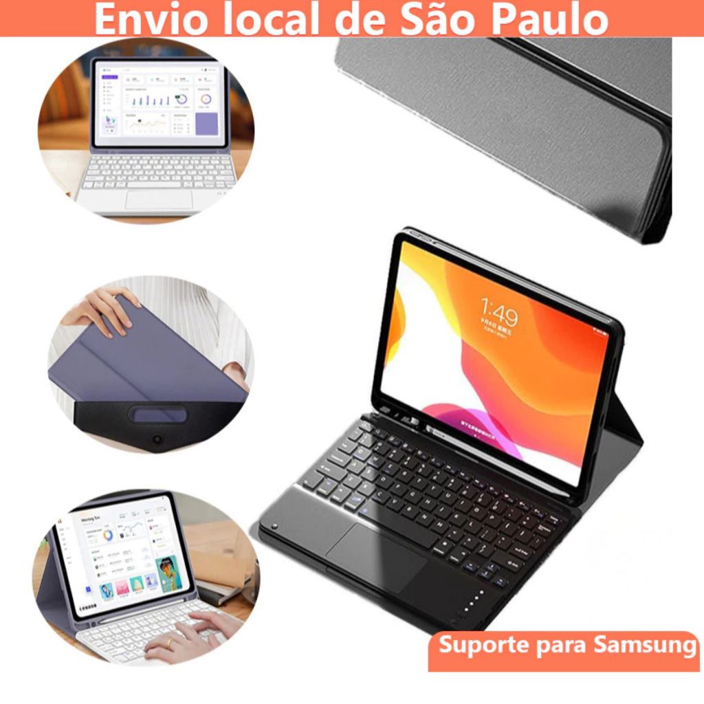 Capa com Teclado Touchpad Samsung Galaxy Tab A9 Plus 2023 A11 Plus 11" Suporte Caneta SM-X210/216/218 Tab  A11 11"2025