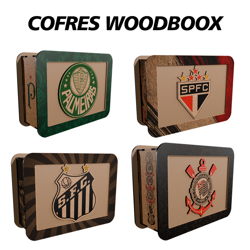 Cofre Woodbox Times - Caixa Dinheiro De MDF Cofrinho -  Informe no chat o time em Oferta na Shopee