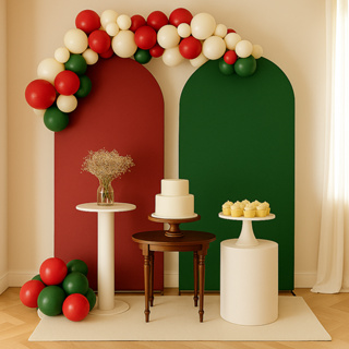 PAINEL ROMANO PICOLÉ CAPA SISTEMA VESTE FÁCIL 2MX1M VERMELHO E VERDE DUPLA FACE IDEAL PARA FESTAS em Oferta na Shopee