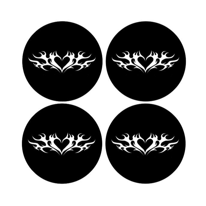 Jogo Emblema Resinado Preto Roda Calota Centro 55mm