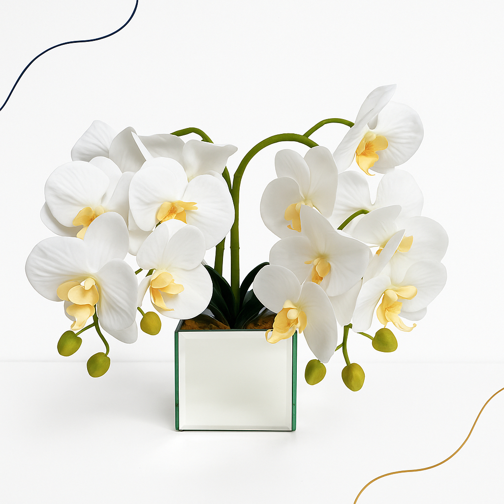 Arranjo Orquídea Artificial Vaso Decorativo P/ Casa Presente
