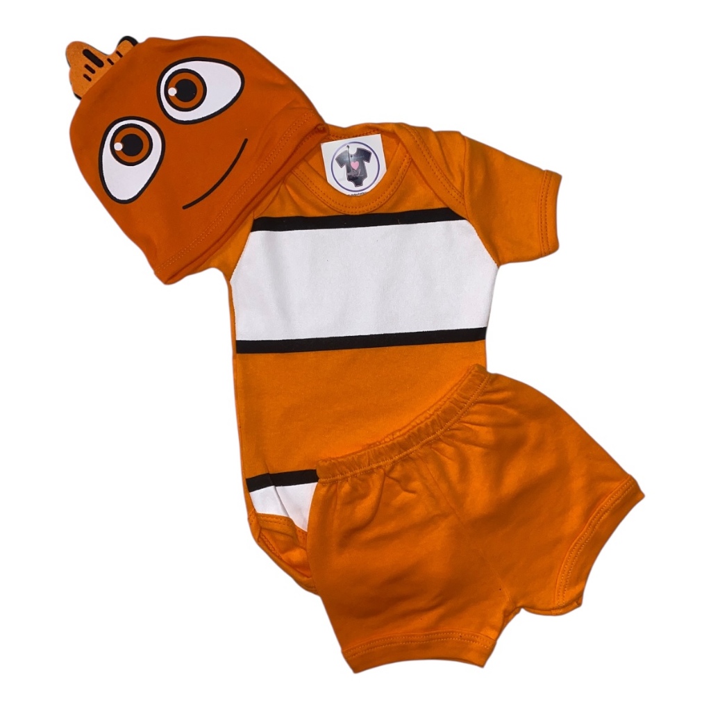 Body Bebe Menino NEMO  + Touca - Mesversário em Oferta na Shopee