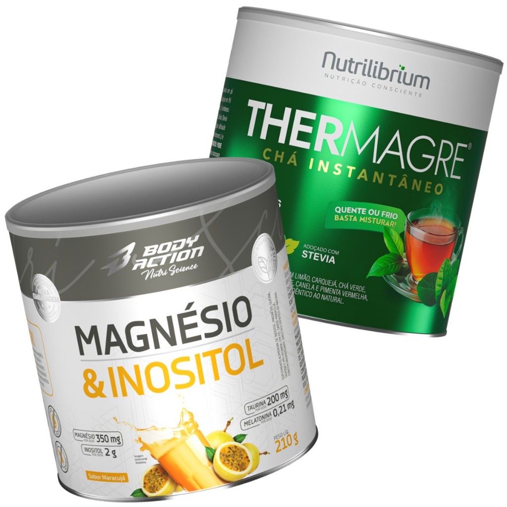 Magnésio e Inositol 210g + Chá Verde Thermagre 140g Solúvel Nutrilibrium