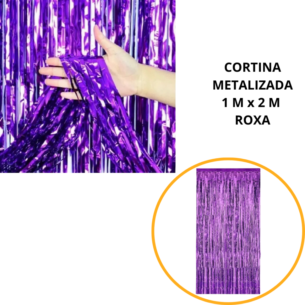 KIT 1~5 Cortina Metalizado  roxa para Festa 1mx2m painel decoração fita metalizada  OFF em Oferta na Shopee