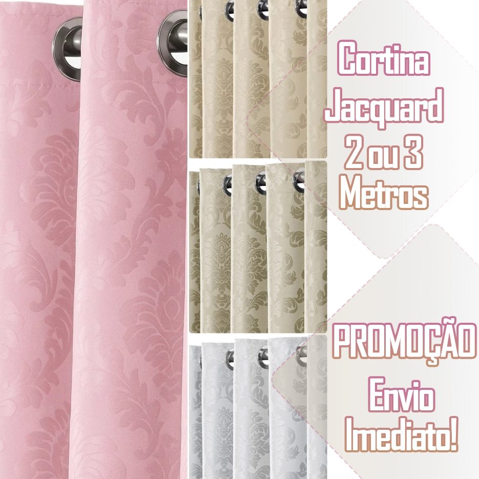 *PROMOÇÃO* Cortina Jacquard Leve 2 ou 3 Metros - Toque Macio - Tecido Premium - Envio Imediato