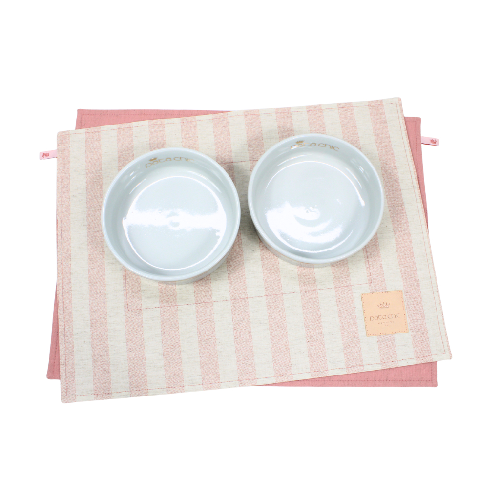 Porta Comedouro Retangular Pet Pata Chic - Linn Listra Rose em Oferta na Shopee