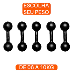 Halter Bola Pintado 6 a 10kg Treino Musculação Peso Livre Funcional Academia