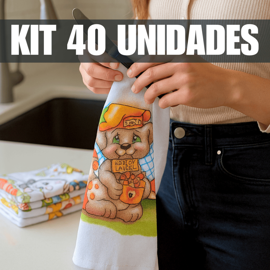 Pano de Prato Estampado 40 Unidades – 100% Algodão 60x35cm, Ideal para Revenda e Atacado