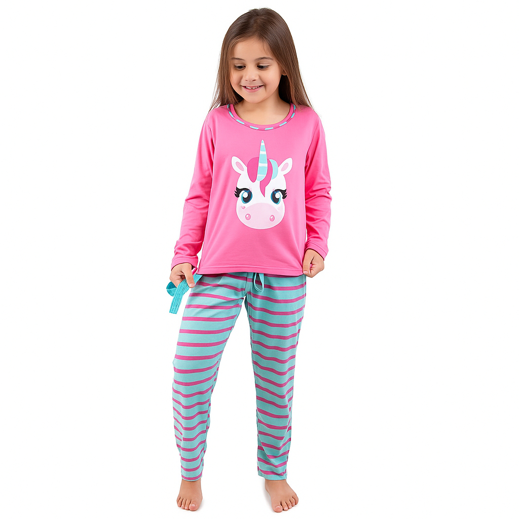 Pijama FB Infantil Unicornio Malha Premium Manga Longo De Frio Inverno