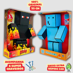 Kit 2 Bonecos Athos + Problems Gamer Articulado Youtuber 25cm - Algazarra
