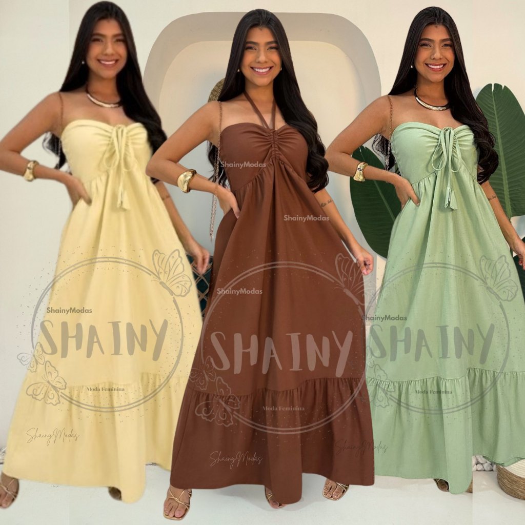 Vestido Longo Tomara que Caia com Amarração - Tendência Verão 2026 em Oferta na Shopee