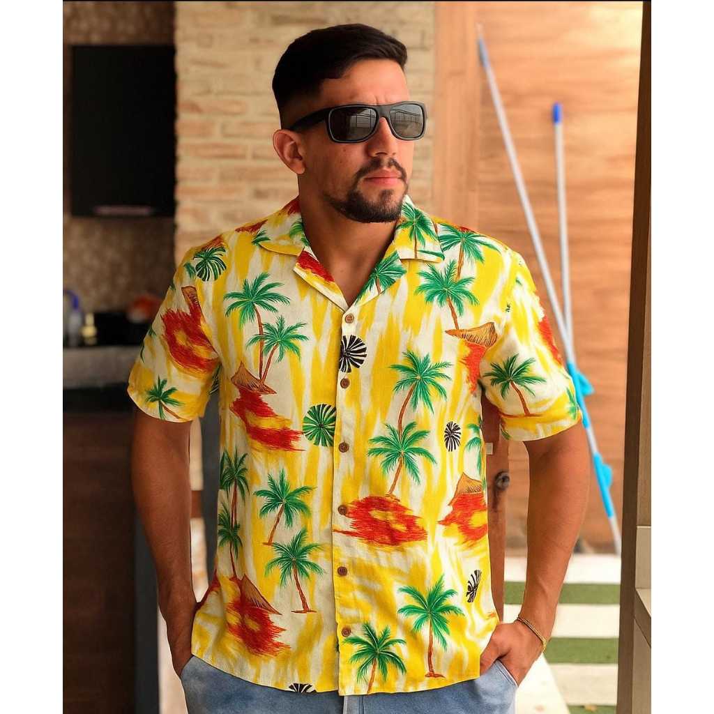 Kit 4 Camisa Social Floral Florida Masculina Havaiana Estampadas revenda atacado