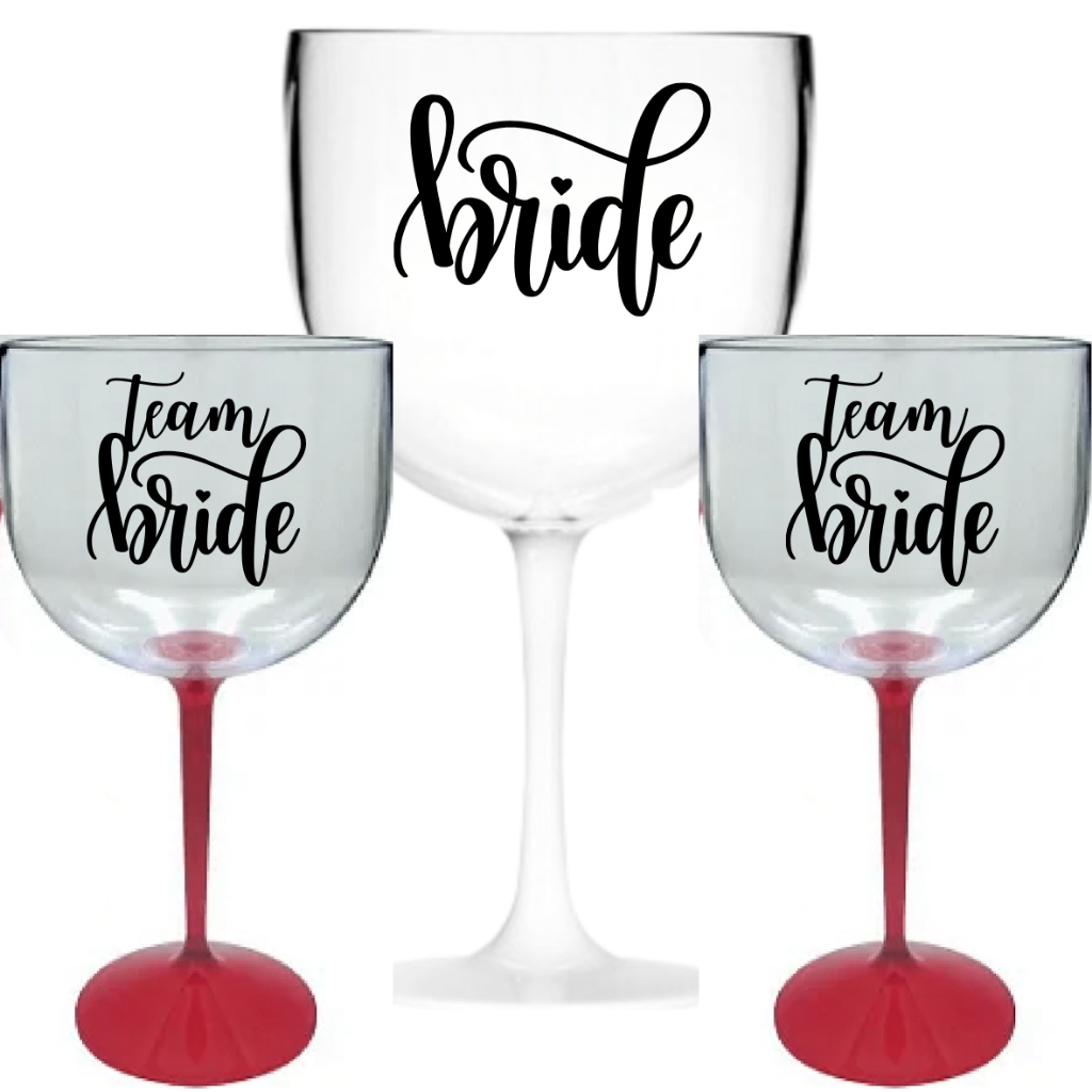 Kit 15 taças de gin 450ml Bicolor 14 team bride + 1 bride  Personalizada Despedida de Solteira