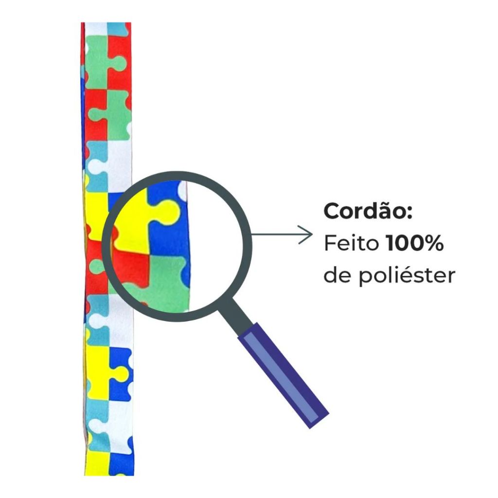 Porta Crachá Azul + Cordão Quebra Cabeça P/ Autista/Autismo · foto 2