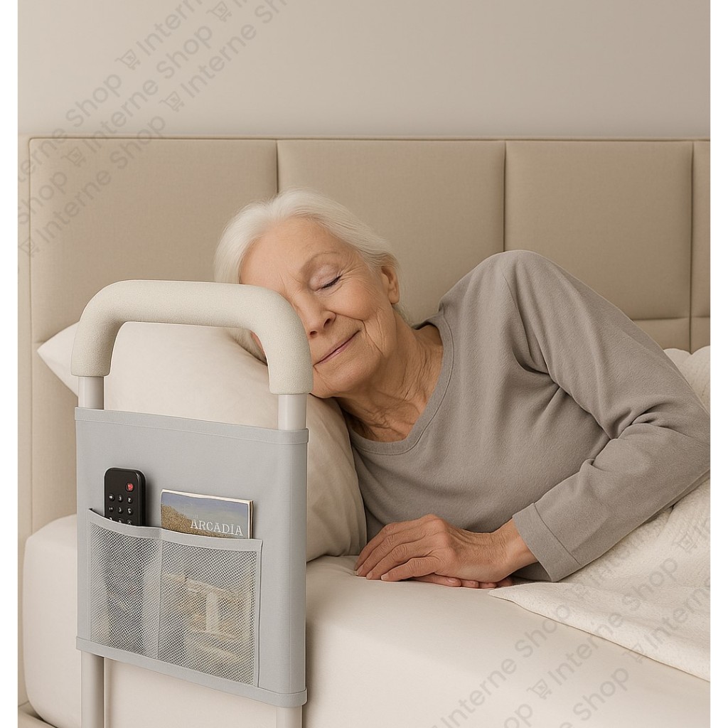 Grade de Cama CINZA – Apoio de Segurança para Idosos | REFORÇADA Até 130kg | Para Idosos e Crianças