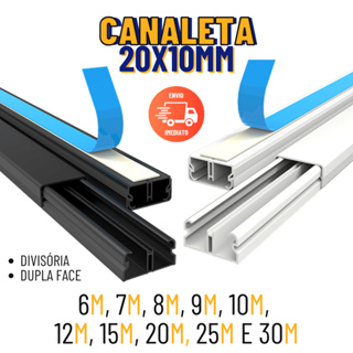 Canaleta 20x10mm PVC Painel Canaletado Organizador Fios Preta Branca Sistema X Fita Divisoria em Oferta na Shopee