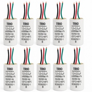 Kit 10 Capacitor Ventilador Teto 1,5+2,5 400 3 fios 220V (K-13-52) em Oferta na Shopee