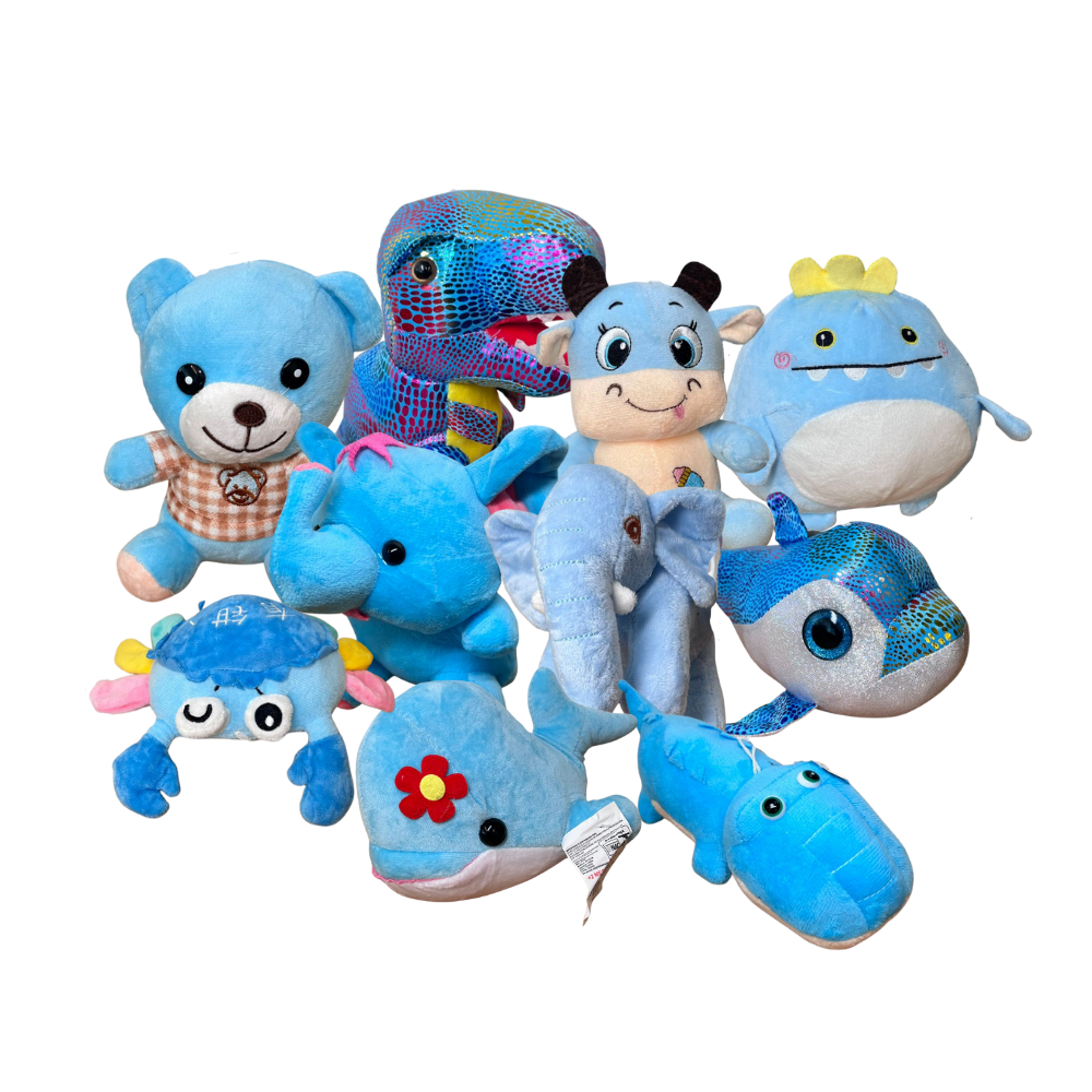 Kit 10 Ursos De Pelúcia Azul Sortidos 20cm Para Máquina Grua