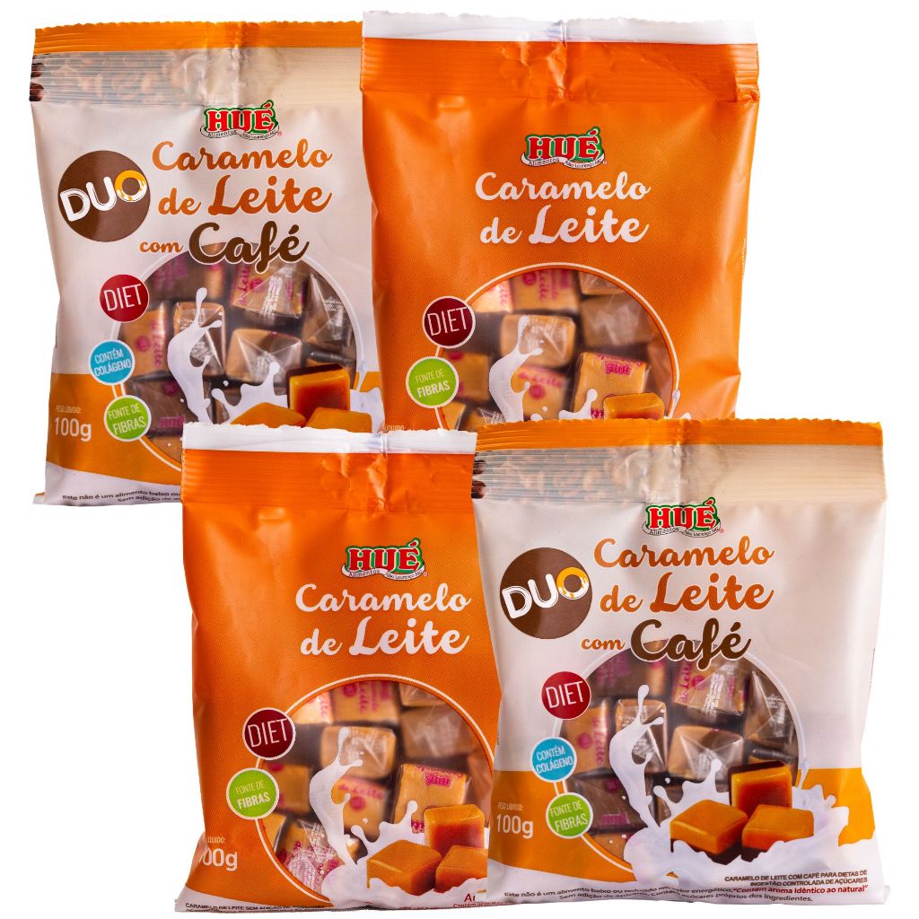 Caramelo De Leite Diet Hué Kit Leite E Café 4 Und 100g