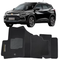 Tapete Carpete Tracker 2020 à 2025 Preto Logo Bordado Jogo 5 Peças Personalizado Automotivo