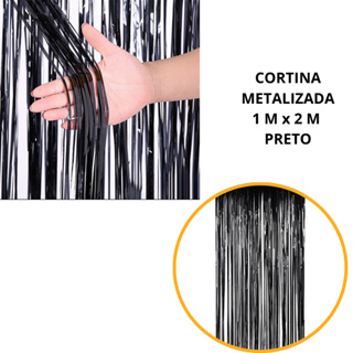 1~5 Cortina Metalizado para Festa 1mx2m painel decoração fita metalizada preto 30% OFF em Oferta na Shopee