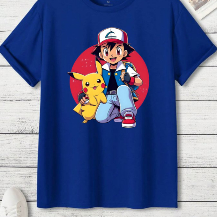 Camiseta Camisa Pokémon Infantil  Pikachu Ash Anime Mangá  Algodão