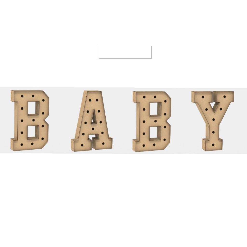 Letra Caixa BABY 90cm Decoração Chá Fralda Revelação Festa Iluminação