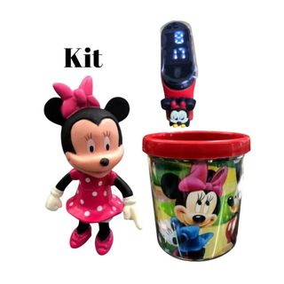 Kit Miinnie + Relogio Digital + Caneca Personalizada Mickey Mouse
