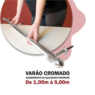 Varão de Cortina Cromado em Aço (Suporte Europeu) - 1 Metro à 5 Metros 19mm e 28mm - Várias Medidas em Oferta na Shopee
