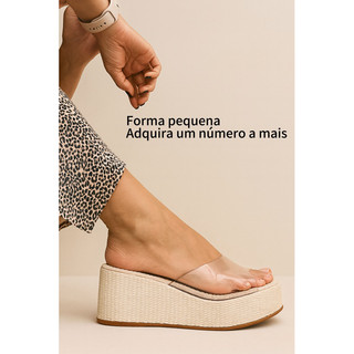 Tamanco Anabela Plataforma Transparente Vinil - Casual - Alliah Calçados