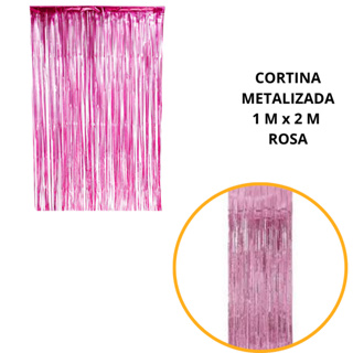 KIT 1~5 Cortina Metalizado para Festa 1mx2m painel decoração fita metalizada rosa 30%OFF em Oferta na Shopee