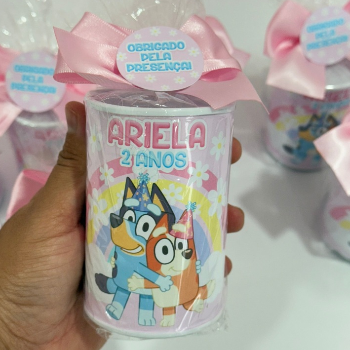 Cofrinho Personalizado Bluey - Cofre Personalizado- Embalado com Laço e Tag - lembrancinha de festa -Qualquer tema
