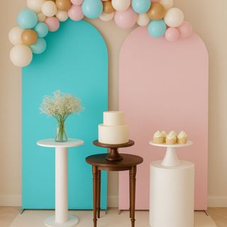 Painel Romano Capa Decorativa Dupla Face Azul Turquesa E Rosa Bebe Sistema Veste Fácil 2mx1m Festas em Oferta na Shopee