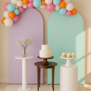 PAINEL ROMANO CAPA DECORAÇÃO DUPLA FACE SISTEMA VESTE FÁCIL 2MX1M LILAS E VERDE ÁGUA EVENTO E FESTA em Oferta na Shopee